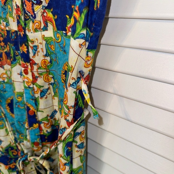 ANTICA SARTORIA by GIACOMO CINQUE MULTI-COLOR DRESS WITH BEADING SIZE S/M - Picture 4 of 9